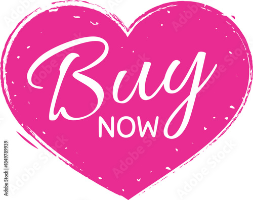 Pink grunge heart shape with buy now text