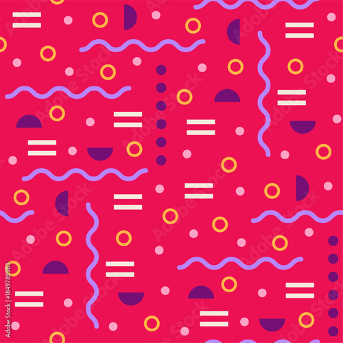 Abstract geometric memphis style repeatable pattern background