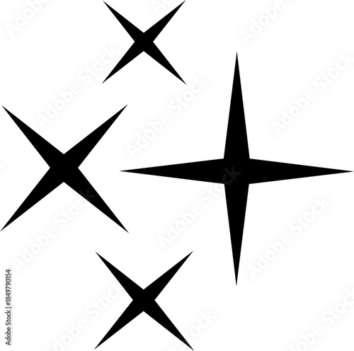 Black sparkle symbols generating clean elegant shine effect