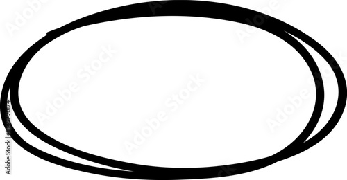 Hand drawing black oval shape marker line