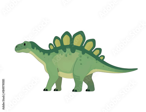 Green Stegosaurus Dinosaur Vector Illustration