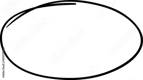 Hand drawing black oval shape on white canvas