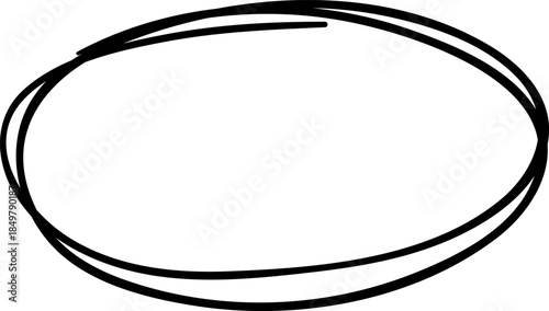 Sketch drawing a black oval shape on a white background