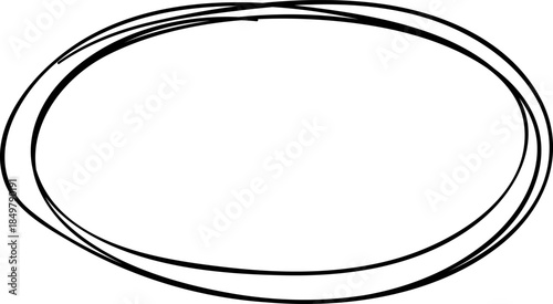Hand drawing multiple lines forming oval shape