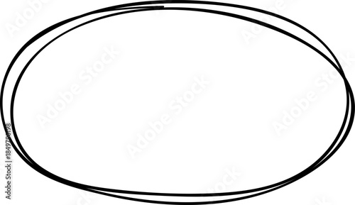 Hand drawing black oval highlight shape border