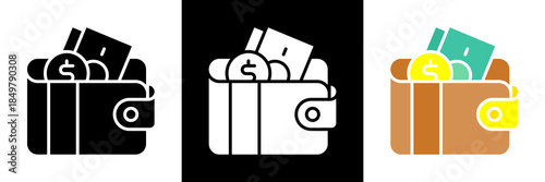 Wallet Icon Set Glyph vector Illustration 