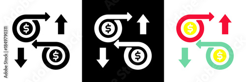 Cash Flow Icon Set Glyph vector Illustration 