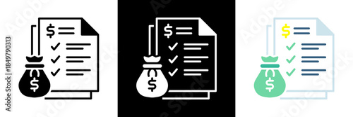 Budget Plan Icon Set Glyph vector Illustration 