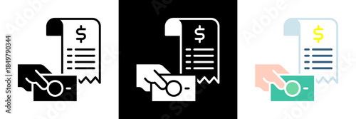 Bill Pay Icon Set Glyph vector Illustration 