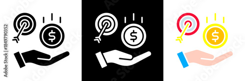 Savings Goal Icon Set Glyph vector Illustration 