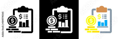 Financial Report Icon Set Glyph vector Illustration 