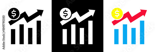 Profit Chart Icon Set Glyph vector Illustration 