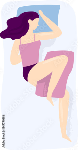 Woman sleeping soundly in fetal side position