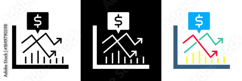 Stock Chart Icon Set Glyph vector Illustration 