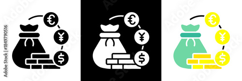 Currency Icon Set Glyph vector Illustration 