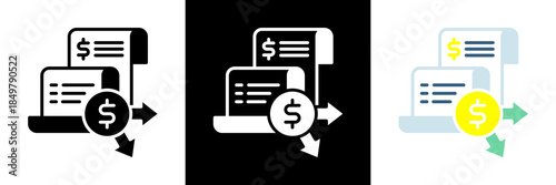 Expense Report Icon Set Glyph vector Illustration 