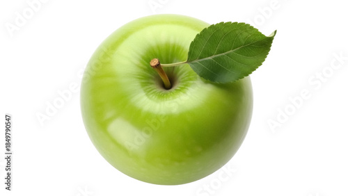 Принти на полотні Isolated green apple with leaf, studio shot, fruit, fresh, food, vitamin, diet a