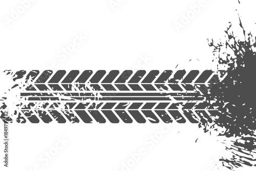 Tire track pattern with grungy mud splash texture