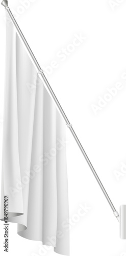 Bilde på lerret White flag hanging wall mounted flagpole isolated