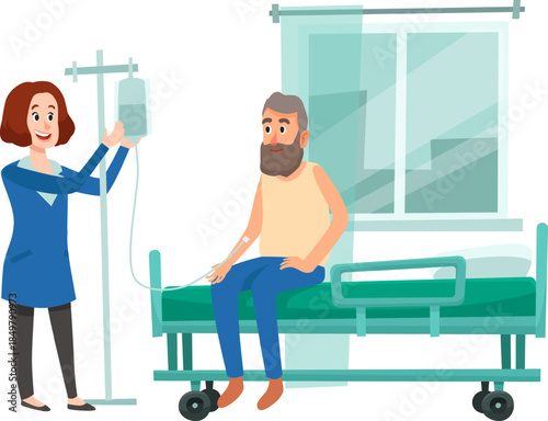 Healthcare professional treating patient with intravenous therapy