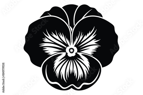pansy silhouette line art vector illustration