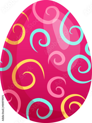 Pink Easter egg decorating with colorful swirl pattern
