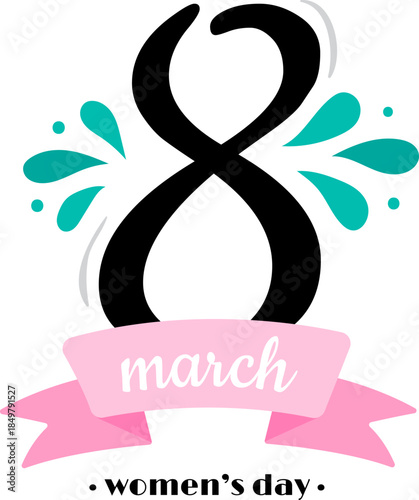 Number 8 and march text for Women's Day