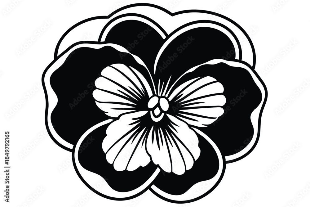 Obraz premium pansy silhouette line art vector illustration