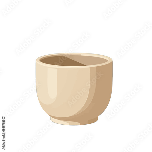 Simple beige ceramic bowl isolated