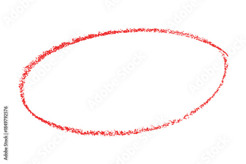 Colorful hand drawn oval circle highlight frame with chalk and wax crayon texture. A playful sketchy shape. Rough lines and bold shapes