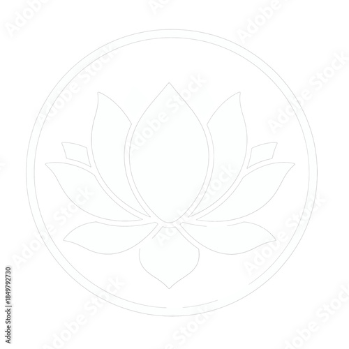 White Lotus Flower in Circular Design.