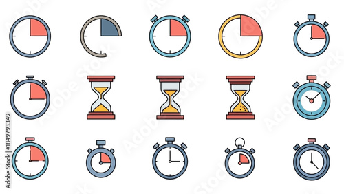 Collection of Time Management Icons and Symbols.