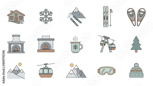 Set of Winter Sports Icons Collection.