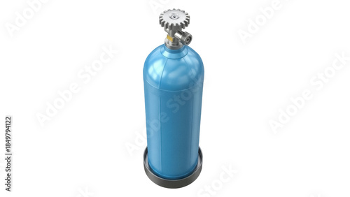 Tableau sur toile Isolated medical gas cylinder, blue, for oxygen, nitrogen, argon, helium, anesth