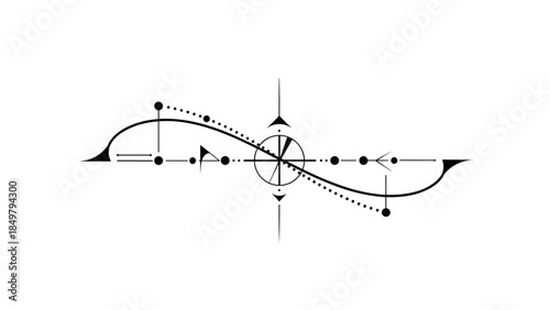 Black and white compass navigation symbol.