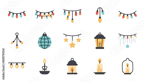Collection of Various Party Light Icons.