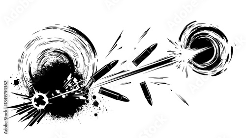 Black and White Explosion Artwork Design.