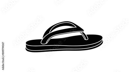 Black and White Flip Flop Illustration.