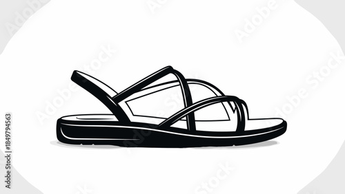 Black and White Illustration of Sandal 4.