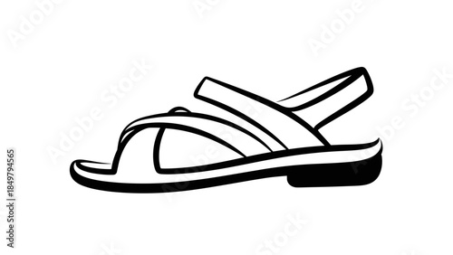 Black and White Illustration of Sandal 3.