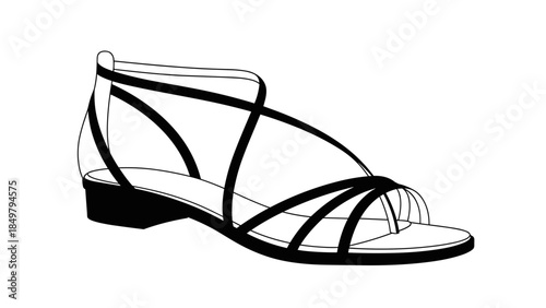Black and White Illustration of Sandal 6.