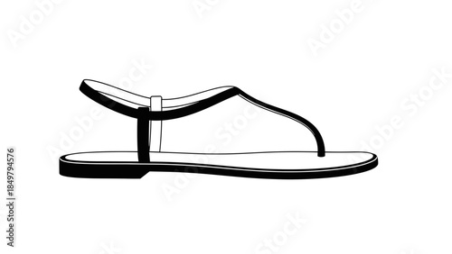Black and White Illustration of Sandal 5.