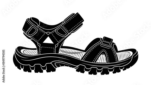 Black and White Illustration of Sandal 7.