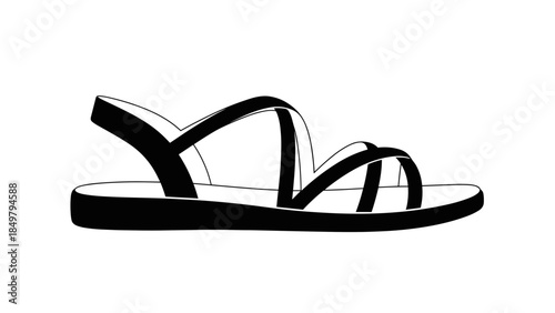 Black and White Illustration of Sandal 8.