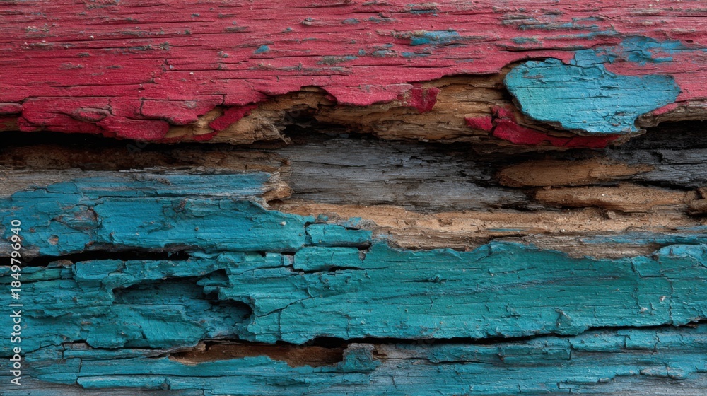 Obraz premium Distressed wood with peeling paint textured background