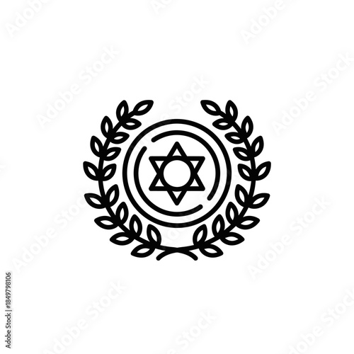 Star of David wreath emblem representing jewish identity and cultural heritage symbol