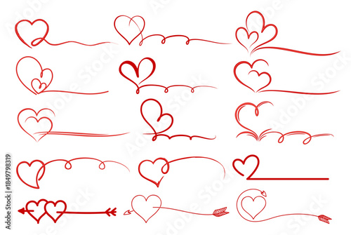 A set of stylized hearts symbols.