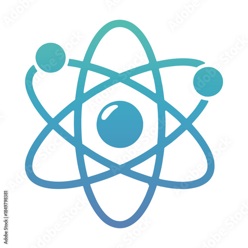 Abstract atom model with orbiting electrons and nucleus