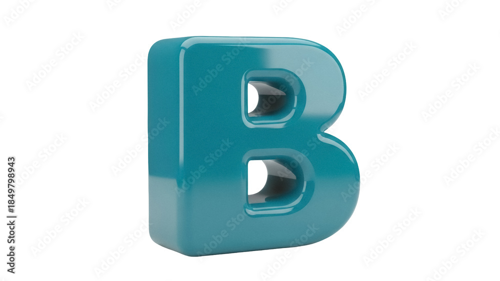 Obraz premium Isolated glossy letter B, shiny capital, stylish type character, alphabet typographic symbol