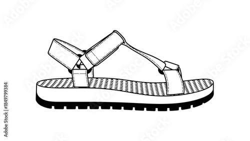 Black and White Sandal Illustration.